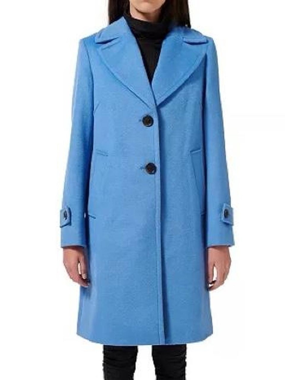 Sam Edelman Light Blue Single-Breasted Wool Trench Coat